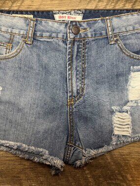 Hot Kiss Daisy Trim Distressed Denim Shorts Size 13